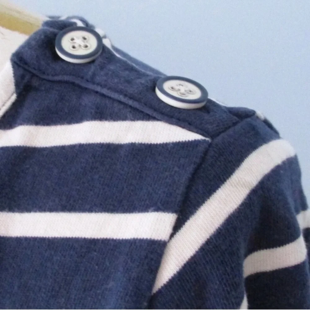 Boden Stripe Jersey Dress Size 4 Small S Coastal Nautical Midi Pockets Stretchy - Picture 3 of 6